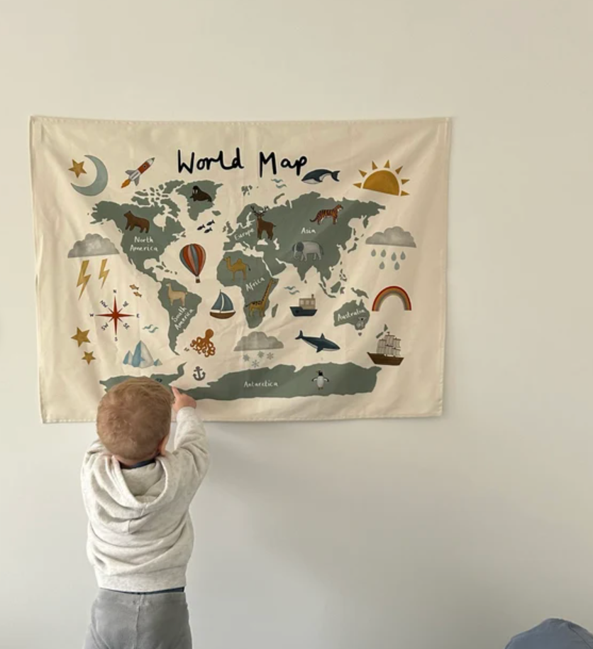 MAPA MUNDI DECORATIVO DE TELA