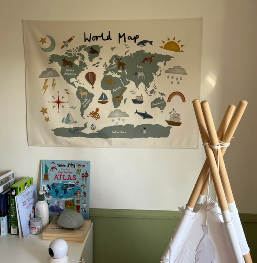 MAPA MUNDI DECORATIVO DE TELA
