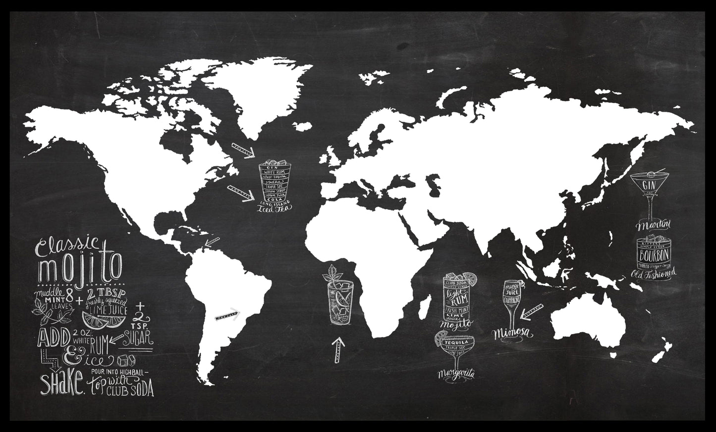 MAPA MUNDI PIZARRA NEGRO