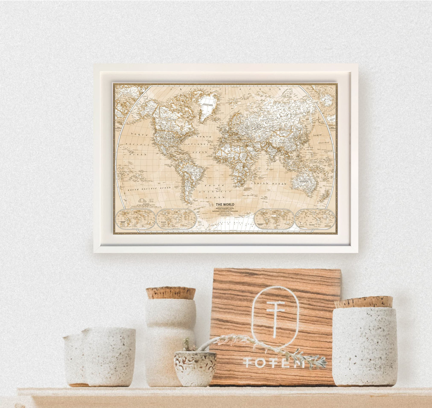 MAPA SEPIA 50 X 40 CM MARCO BLANCO DISPONIBLE