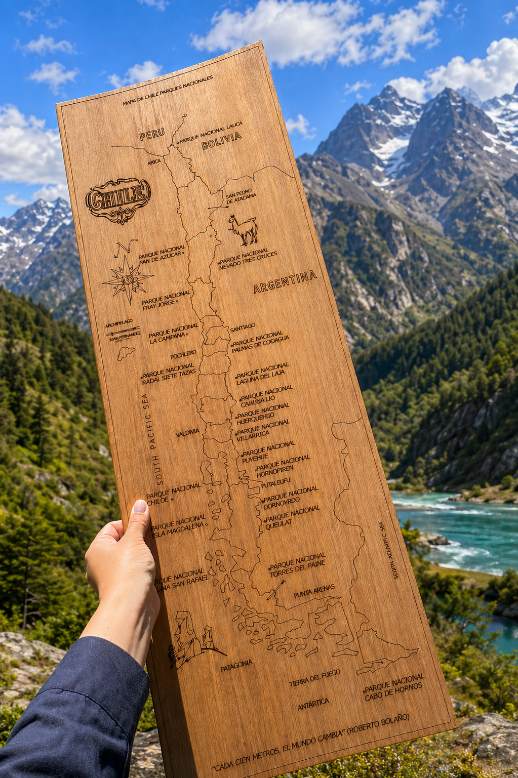 MAPA CHILE PARQUES NACIONALES MADERA A PEDIDO