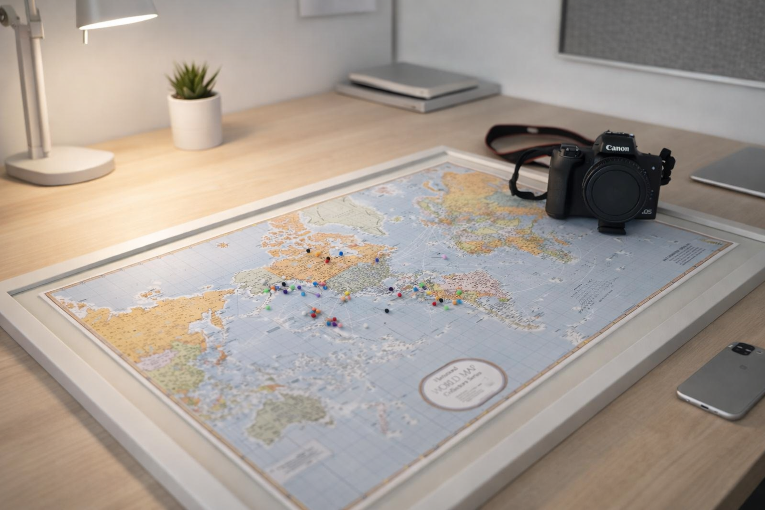 MAPA CELESTE 60 X 40 CM MARCO BLANCO DISPONIBLE