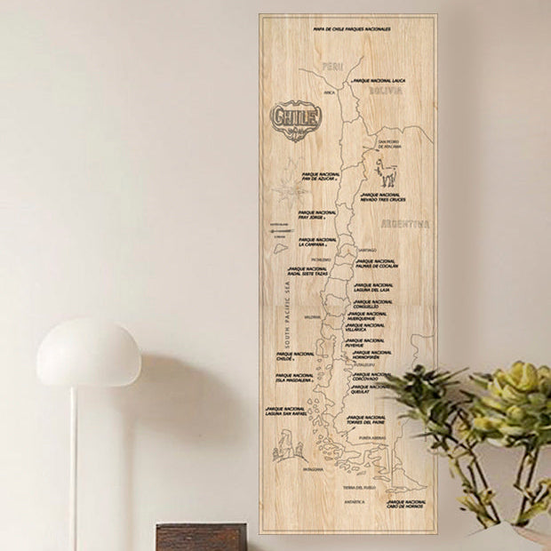 MAPA CHILE PARQUES NACIONALES MADERA A PEDIDO