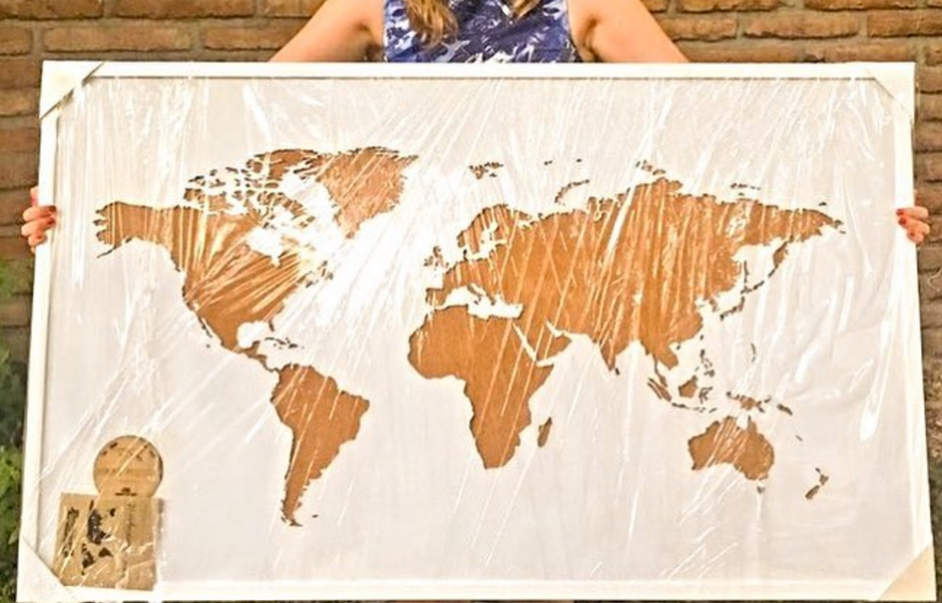 MAPA CORCHO MADERA A PEDIDO