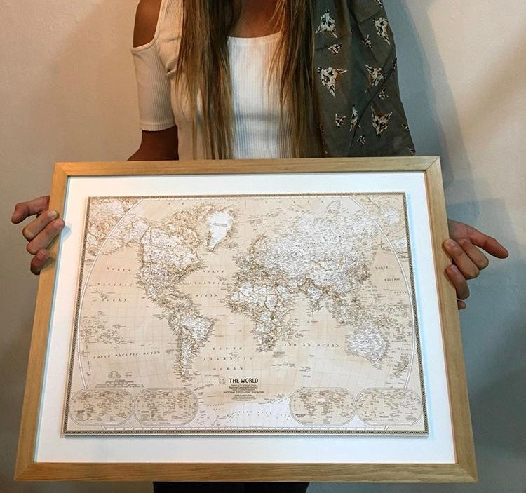 MAPA SEPIA 50 X 40 CM MARCO MADERA DISPONIBLE