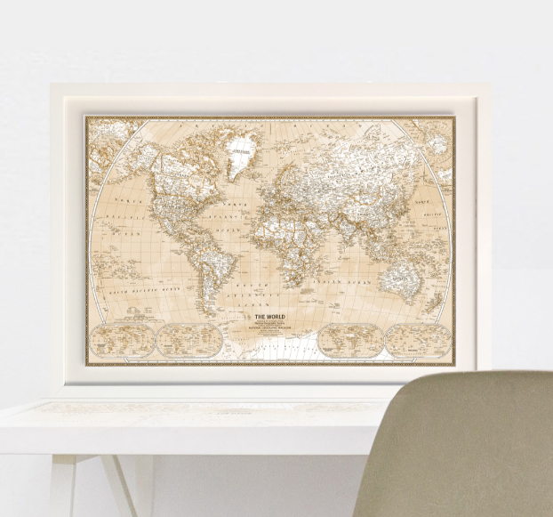 MAPA SEPIA 50 X 40 CM MARCO BLANCO DISPONIBLE