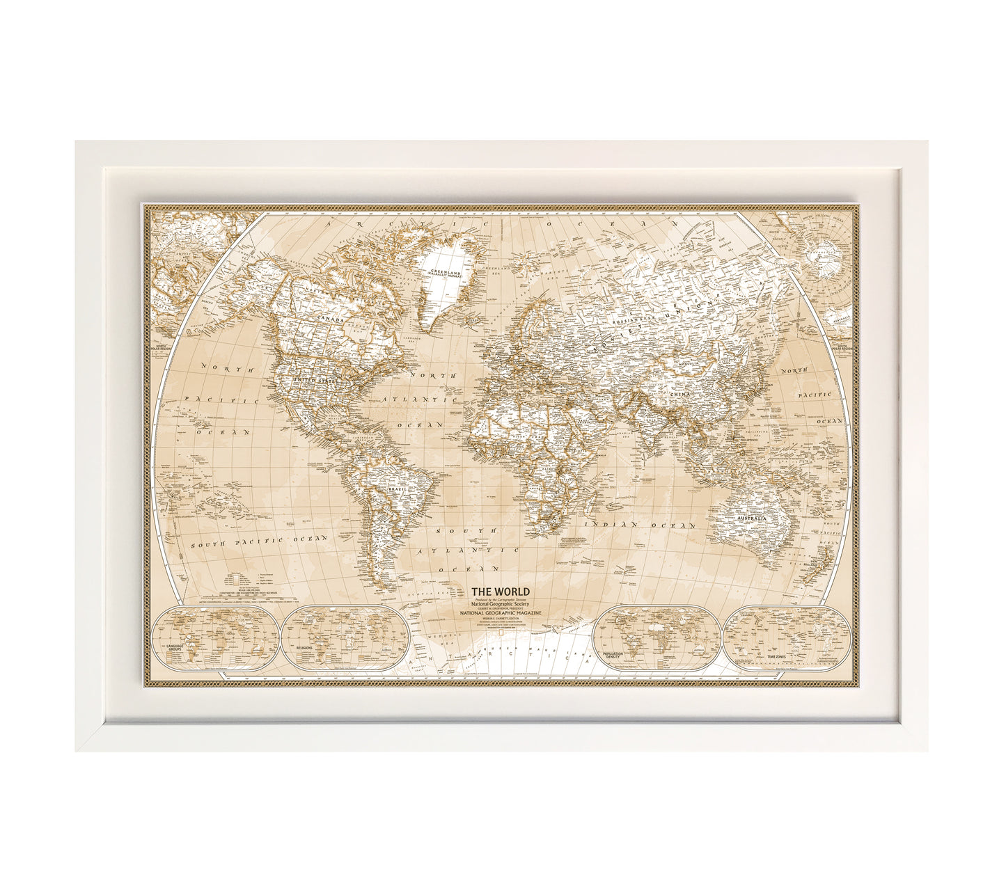 MAPA SEPIA 50 X 40 CM MARCO BLANCO DISPONIBLE