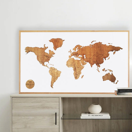 MAPA MADERA FONDO BLANCO A PEDIDO