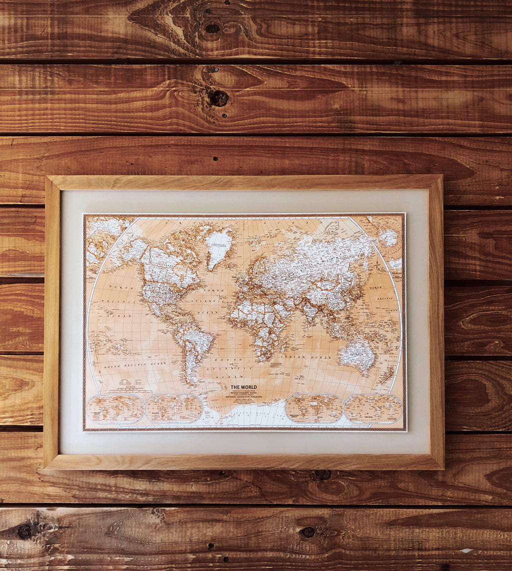MAPA SEPIA 50 X 40 CM MARCO MADERA DISPONIBLE